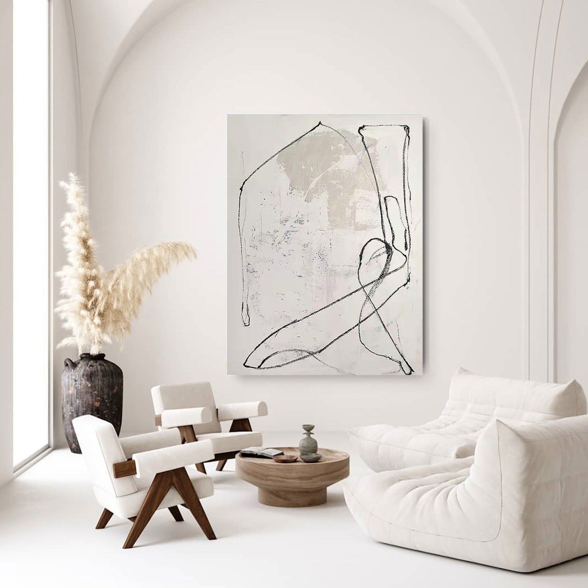 White Minimalist Painting #ABAV182 - 60''x 40''/ 153 x 102 CM