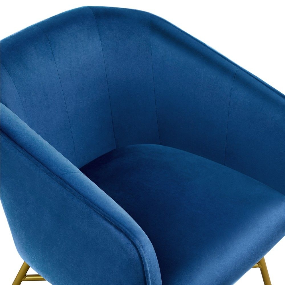 Yaheetech Velvet Upholstered Accent Chair with Backrest Armrest for Living Room-Dark Blue