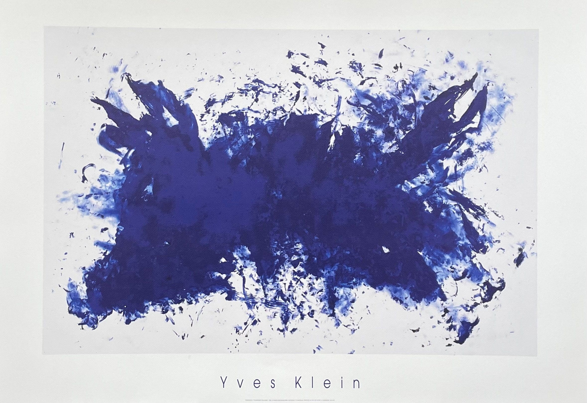 Yves Klein exhibition poster - Hommage a William Tennessee - French Artist - blue - large museum print - blue - excellent condition