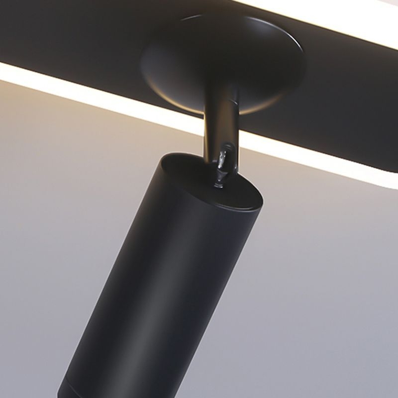 Cylindrical Shape LED Rail Ceiling Lamp Modern Iron Flush Mount for Living Room - / Black