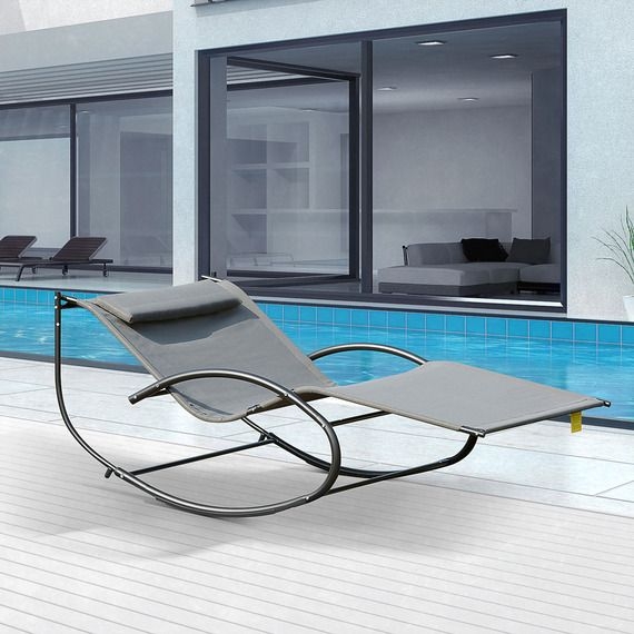 Double Hammock Chair Sun Lounger - Grey