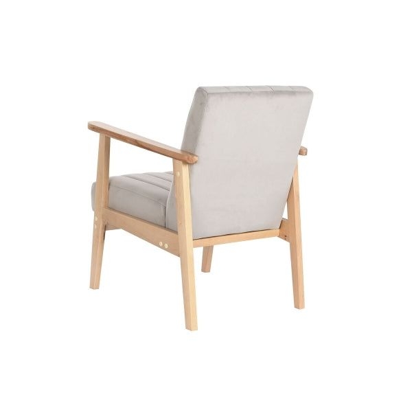 Fauteuil de Salon Vintage Gris avec Accoudoirs en Bois Home Decor - Un Mlange de Confort et de Rtro Chic