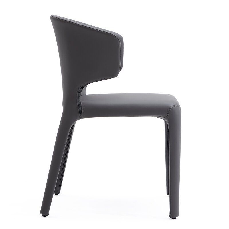 Glam Armless Dining Chairs Wingback Side Chair with Stainless Steel Legs - Black / 4 Piece Set