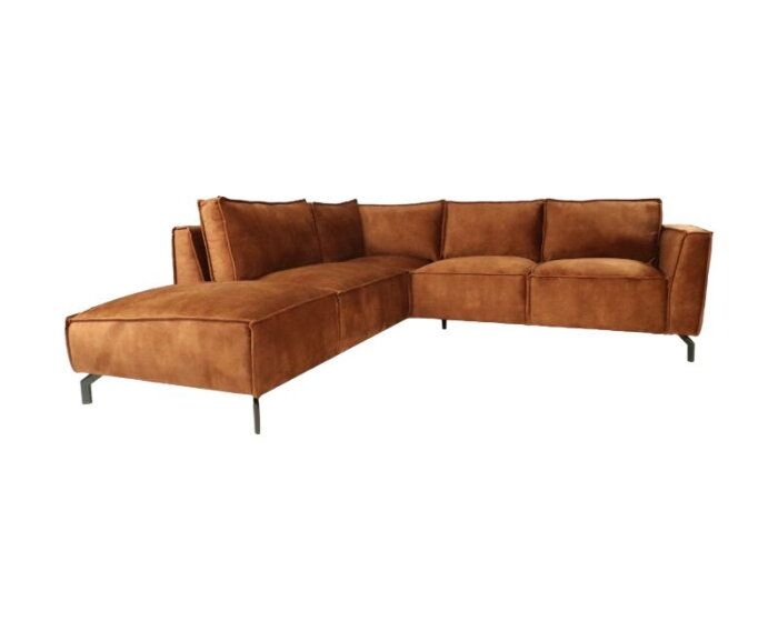 Hoekbank Links 2.5-zits Morgan - 248x261x88 - Adore 96 Bruin - Velours/metaal