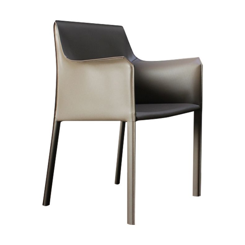 Leather Dining Chair Contemporary Arm Solid Back Side Chairs Orange-2 Piece Set