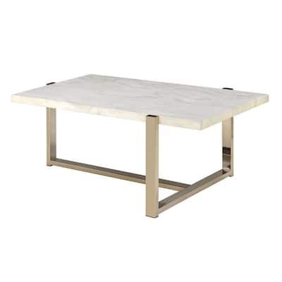 Maincraft 43 in. White Rectangle Faux Marble Coffee Table