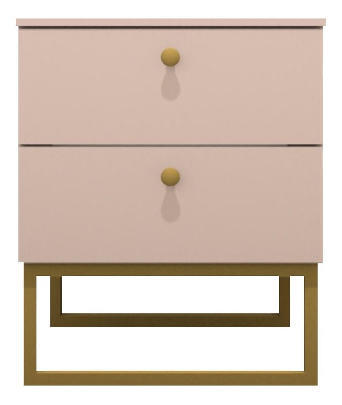 Mesa De Cabeceira Com Ps Metalon Dourado Acabamento Fosco Cor Rosa-claro