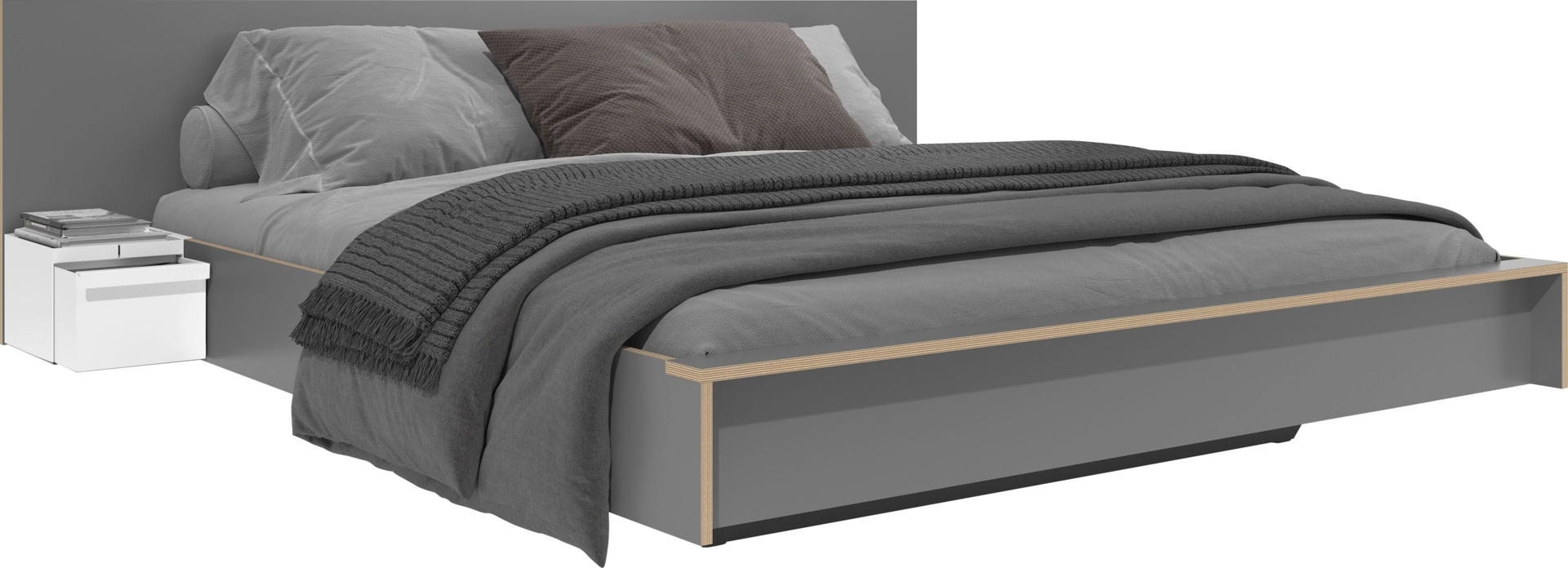 Mller SMALL LIVING Holzbett FLAI WIDE, berbreites Kopfteil, korrespondiert in der Breite perfekt mit den ADD Ons, schafft ein