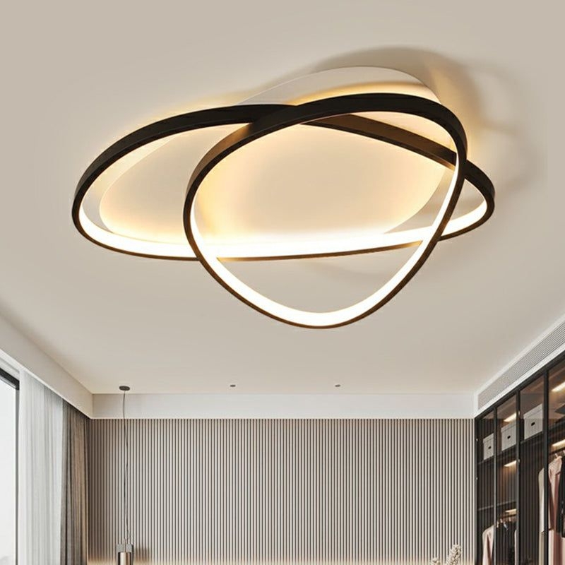 Pebblestone Shaped Ceiling Lamp Simple Metal Black LED Flush Light Fixture for Hotel - 25 / Black / Third Gear Dimming