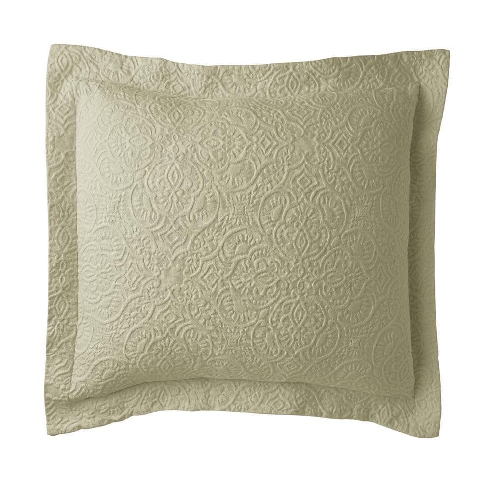 The Company Store Westminister Cotton Matelasse Euro Sham in Dill, Green
