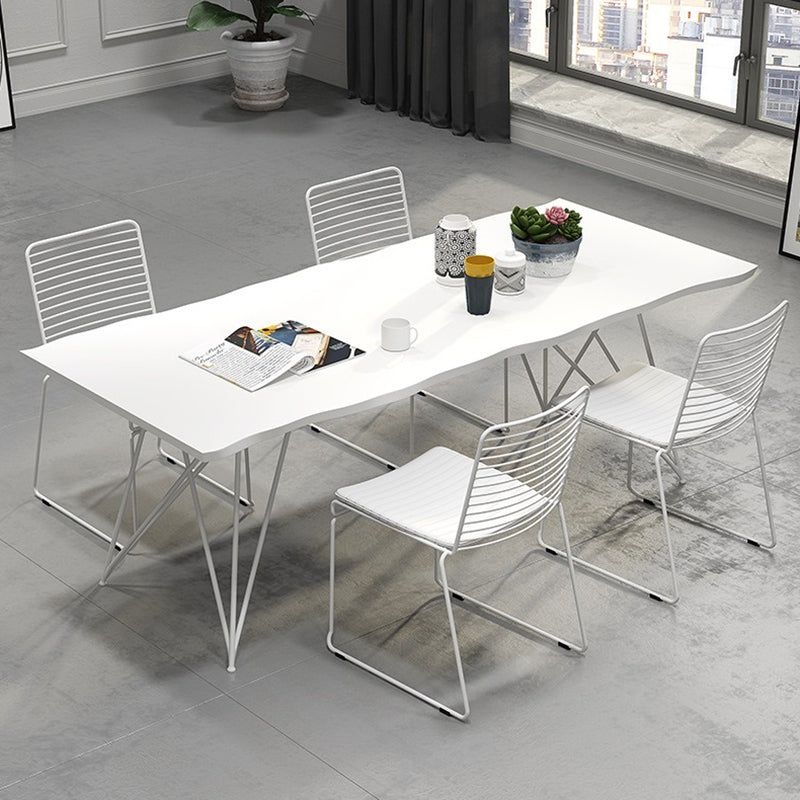 Traditional Luxury Rectangle Dining Room Table Pine Solid Wood Table with 4 Legs - White / 78.7L x 31.5W x 29.5H / Without Chairs