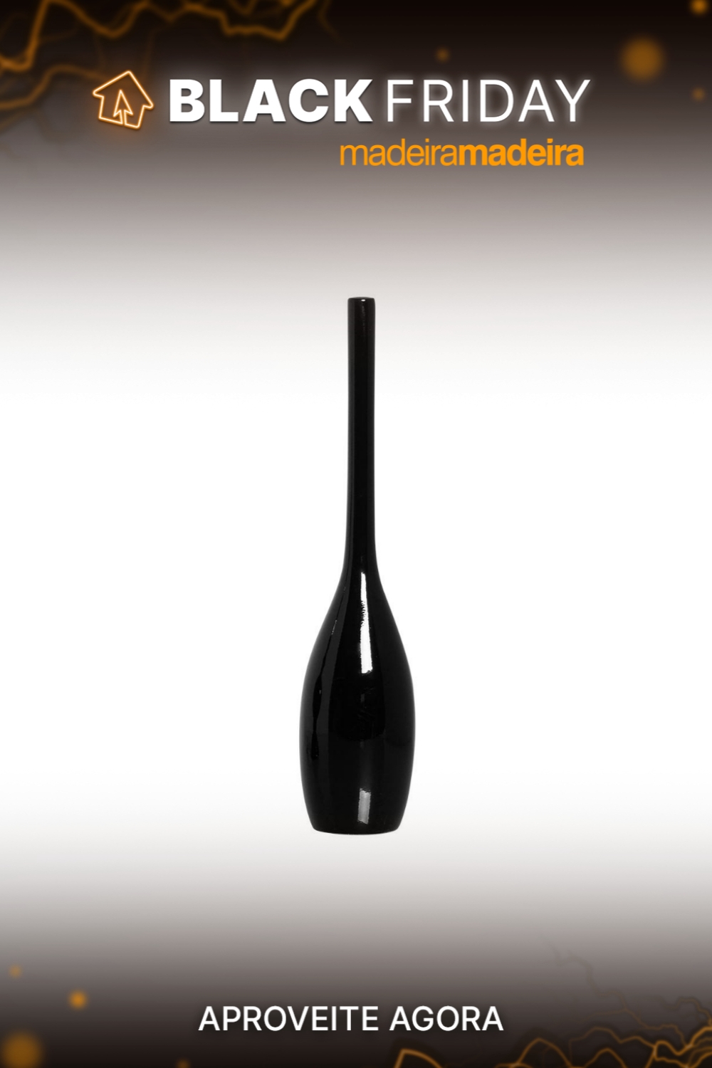 Vaso Decorativo de Mesa Tulipa Insigne Preto Clssico 47,5x10,5 cm