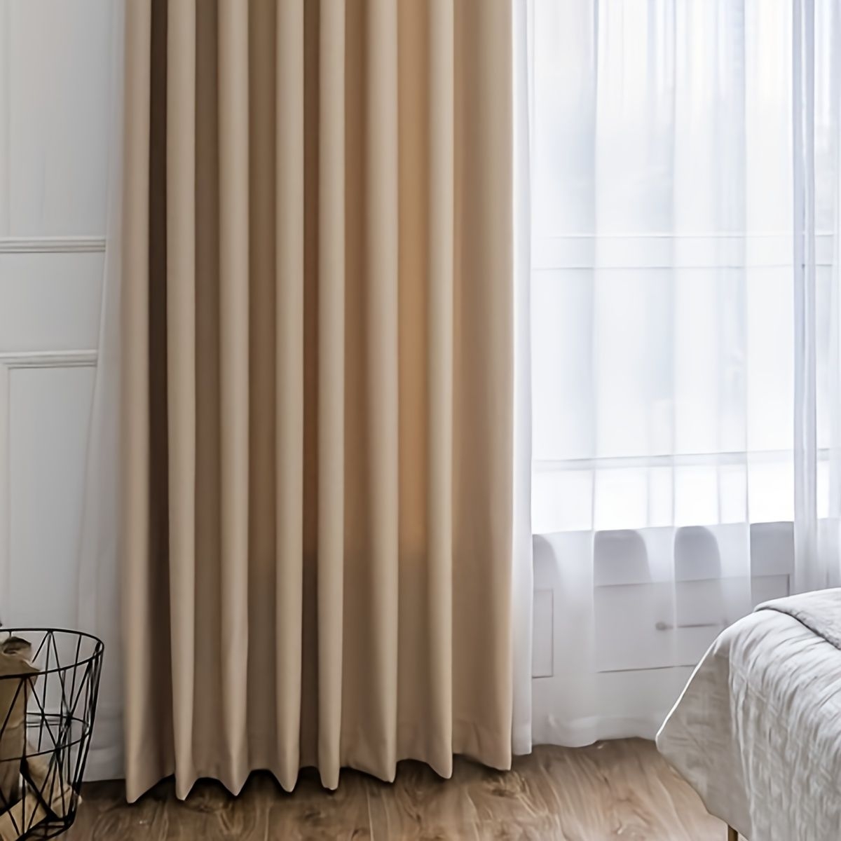 1 Panel Weighted Blackout Curtains, Patio Windproof Top Ring, Thermal Insulated Light Blocking Curtain, Roller Shades, Window Blinds, Indoor Sunshades