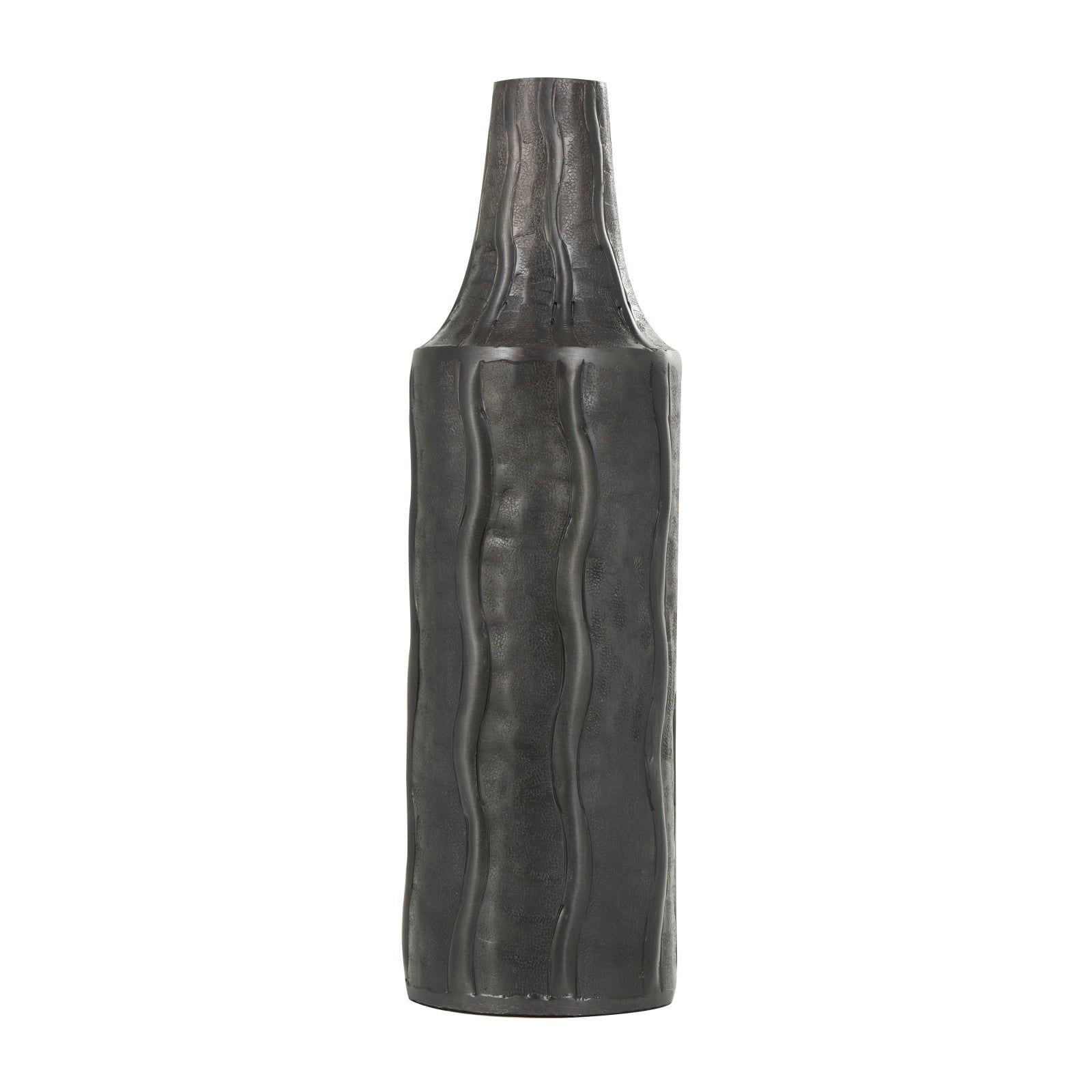 "15\" Black Metal Snakeskin Inspired Vase with Dimensional Wavy Accents By Ivory And Iris | Michaels"