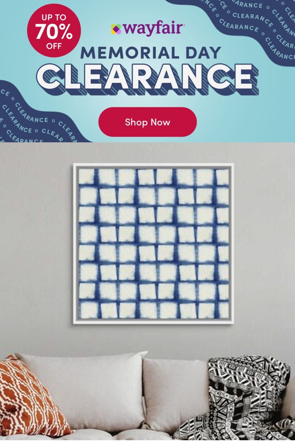 17 Stories Blue Shibori IV by Nancy Green - Painting Print on Canvas Format: White Floater Framed Canvas, Canvas & Fabric in Brown/Blue/White