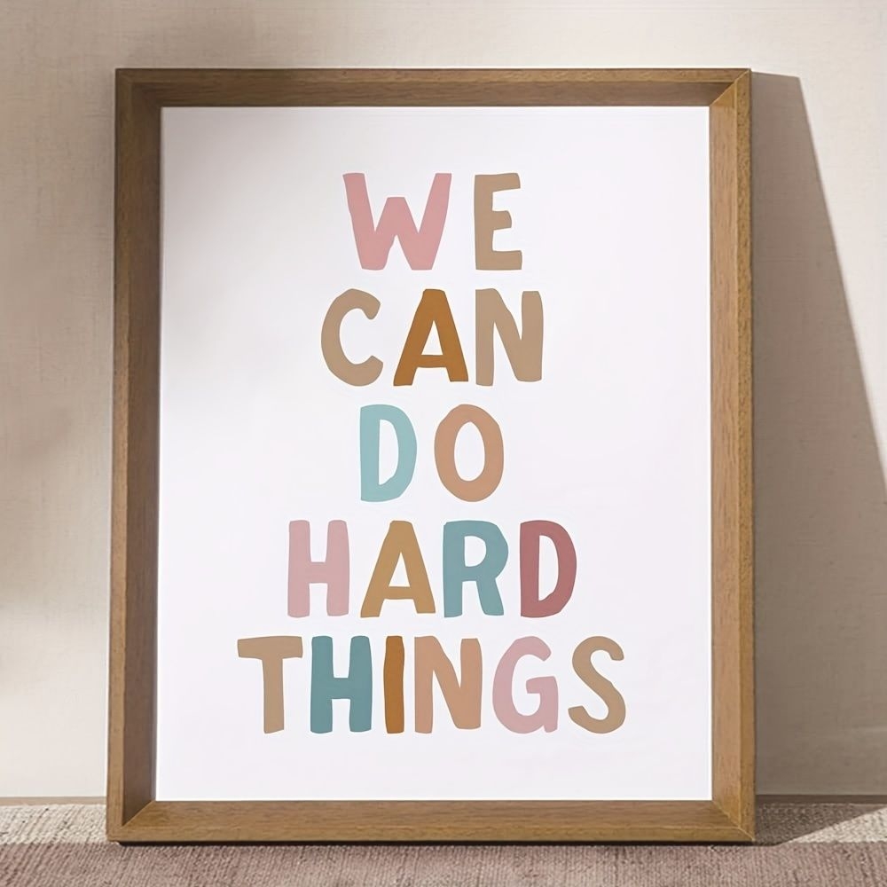 1pc Canvas Poster, Modern Art, We Can Do Difficult Things, Positive Classroom Art, Growth Mindset, Ideal Gift For Bedroom Living Room, Decor Wall Art, Wall Decor, Fall Decor, Wall Decor, Room Decoration, No Frame