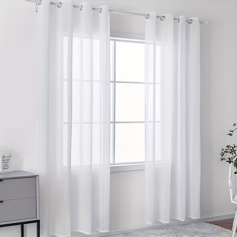 1pc Elegant White Window Sheer Curtain For Living Room And Bedroom - Soft And Stylish Home Decor