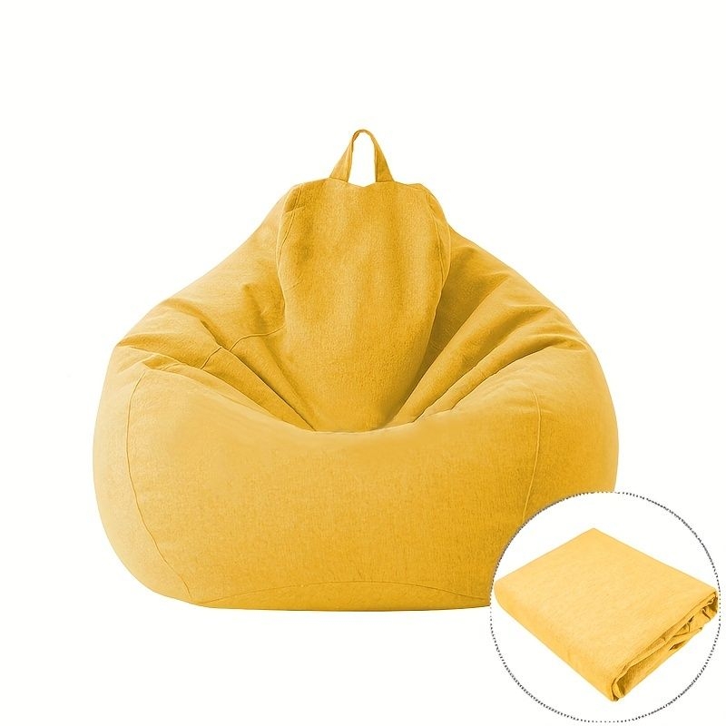 1pc Premium Cotton Linen Bean Bag Cover - Soft And Durable Furniture Protector For Bedroom And Living Room - Available In Solid Colors - No Filler Required