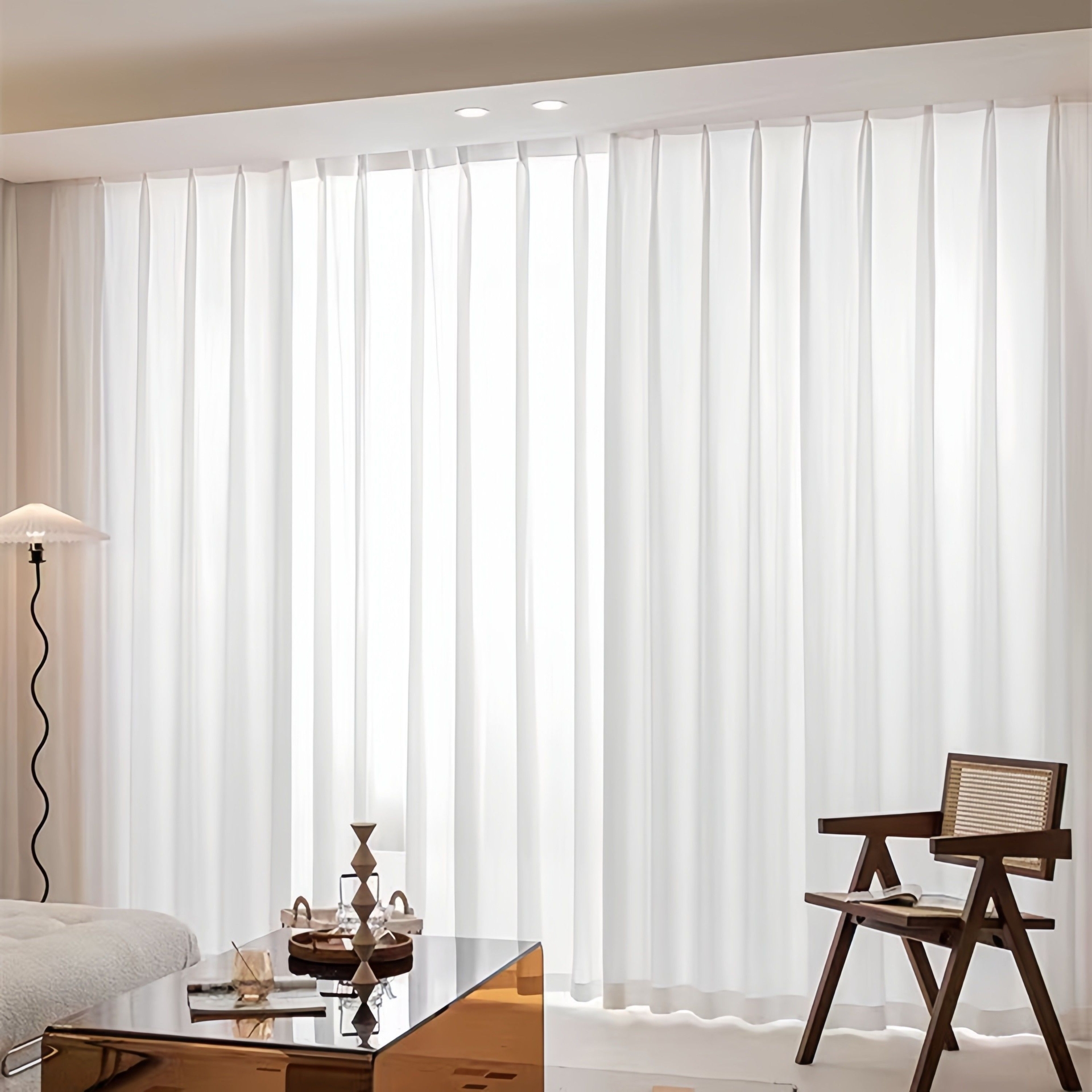 2pc Varilla De Cortina De Hilo Blanco Con Bolsillo Para Ventana Para Dormitorio, Oficina, Cocina Y Decoracin Del Hogar De Sala De Estar
