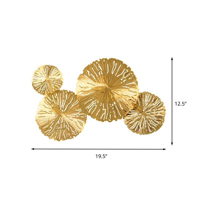 3 Bulbs Circular Sconce Lamp Tradition Metal Wall Lighting Fixture in Gold for Stair - Gold