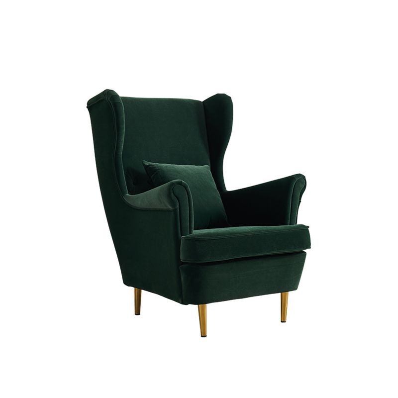 30.70 L x 37.79 W x 39.76 H Fabric Wingback Chair Metal Four Leg Accent Chair - Lemon Yellow / Without Ottoman