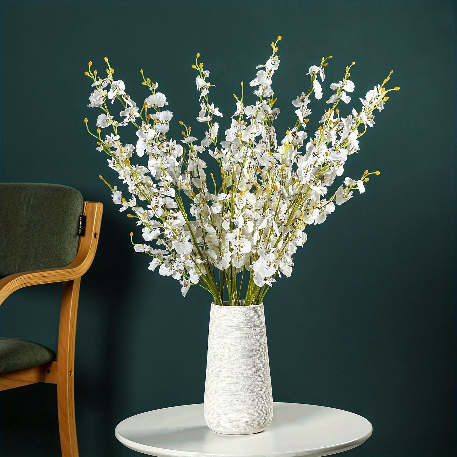 3pcs Stunning Orchid Artificial Flower, Silk Dancing Lady Orchid Artificial Long Stem Flower, Loose Suitable For Home Wedding Office Party Festival Indoor And Outdoor Decoration (white)