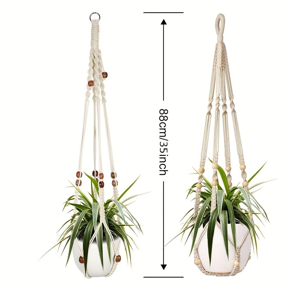4 Packs, Tassel Plant Hanging Rack Indoor Hanging Planting Basket With Wooden Beads Decorative Flower Pot Hanging Rope Indoor Outdoor Bohemian Home Decoration