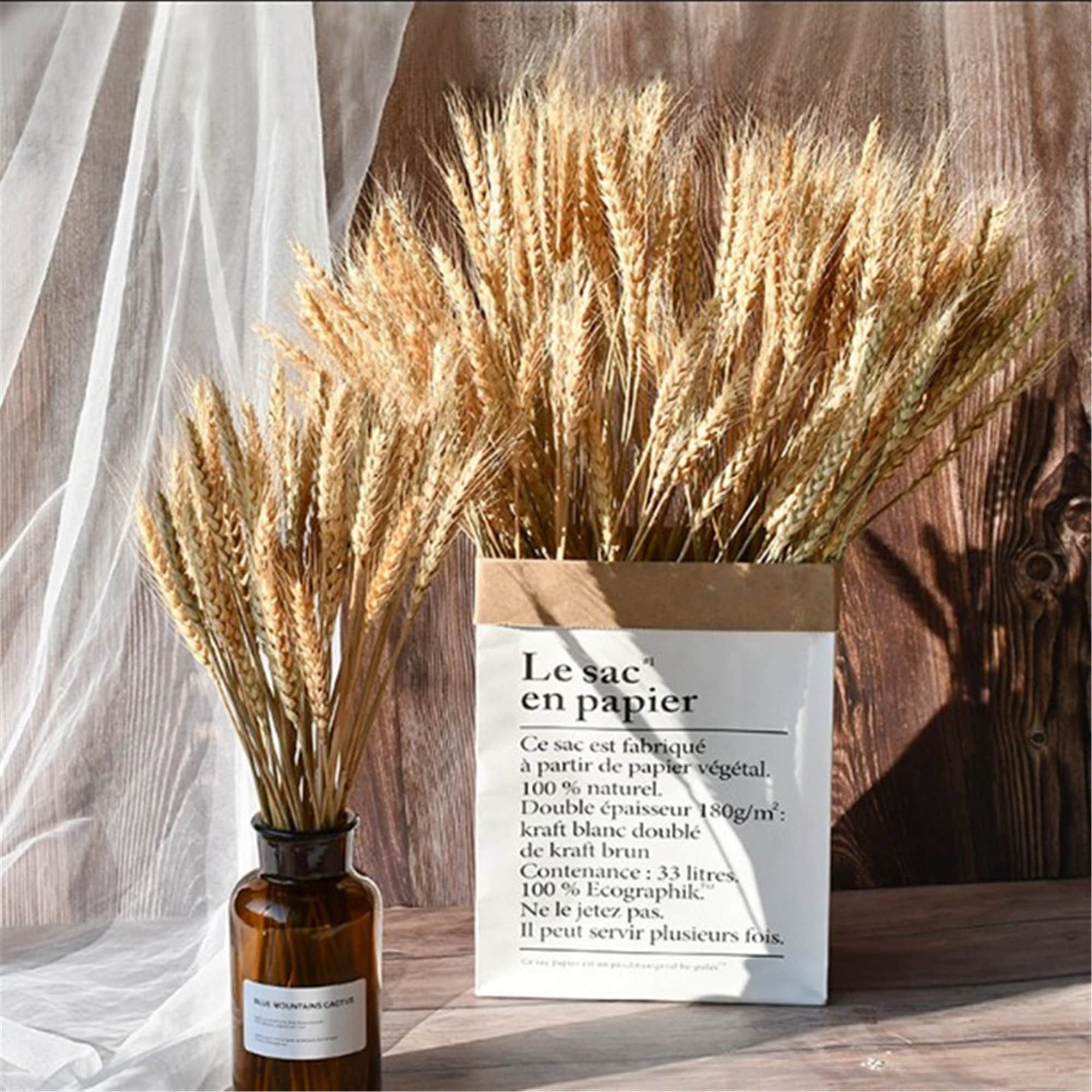 50Pcs/lot Natural Wheat Stalks Dried Flower Ear for Wedding Party Decoration DIY Craft Home Decor Scrapbook Wheat Branch Props