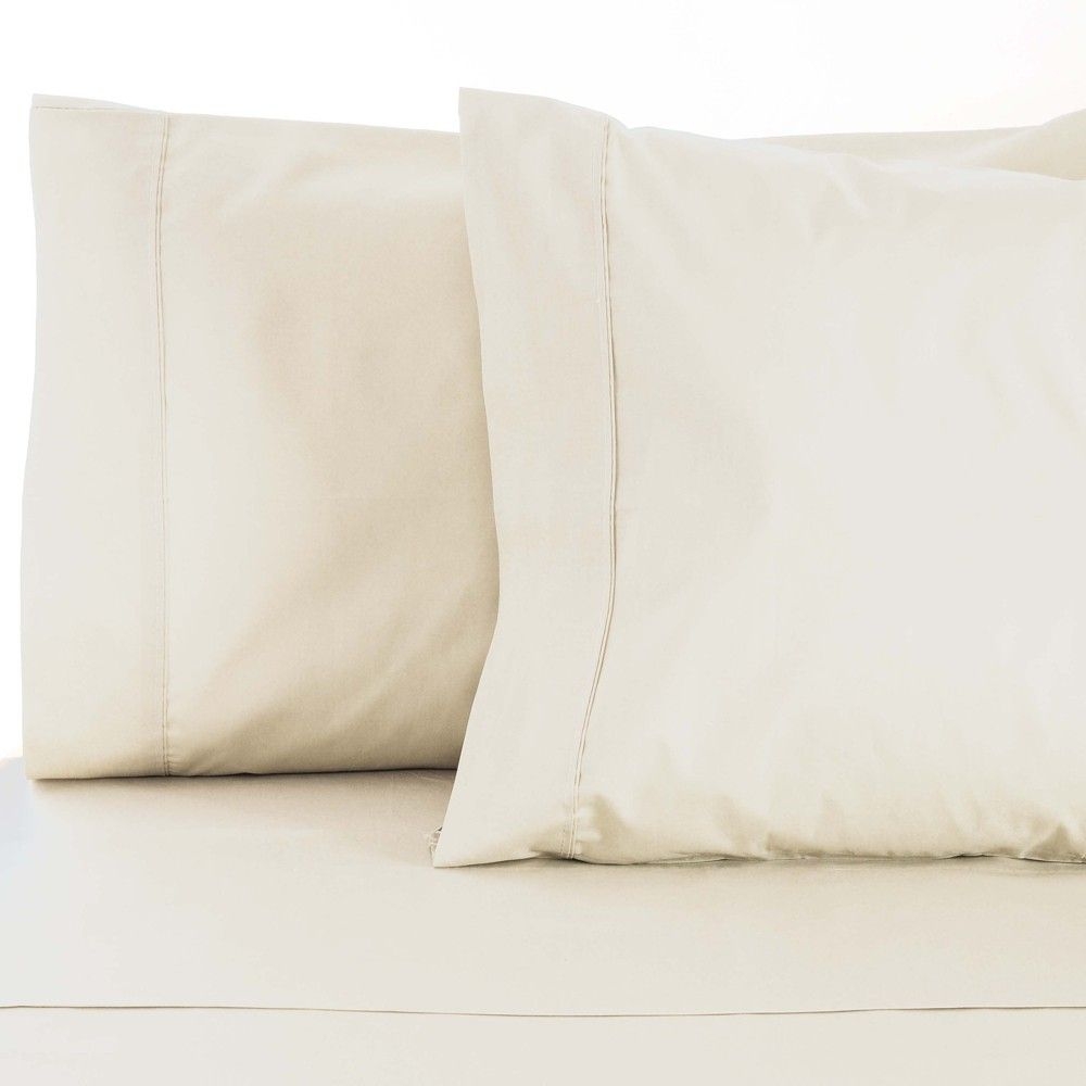 530 Thread Count Solid 2 Piece Cotton Luxury Premium Pillowcase Set, Standard, Ivory - Blue Nile Mills