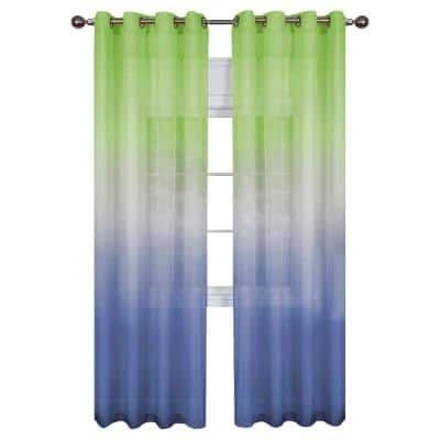 ACHIM Rainbow 52 in. W x 84 in. L Polyester Light Filtering Window Panel in Green/Blue