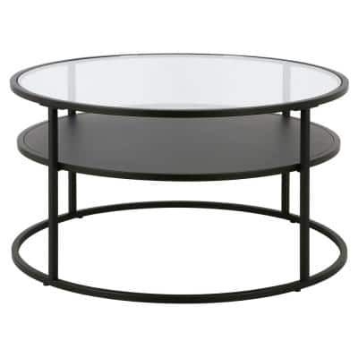 Ada 32 in. Blackened Bronze Glass Round Coffee Table