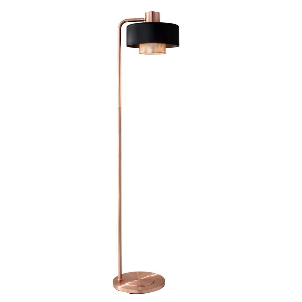 Adesso Bradbury 60 in Black/Copper Floor Lamp