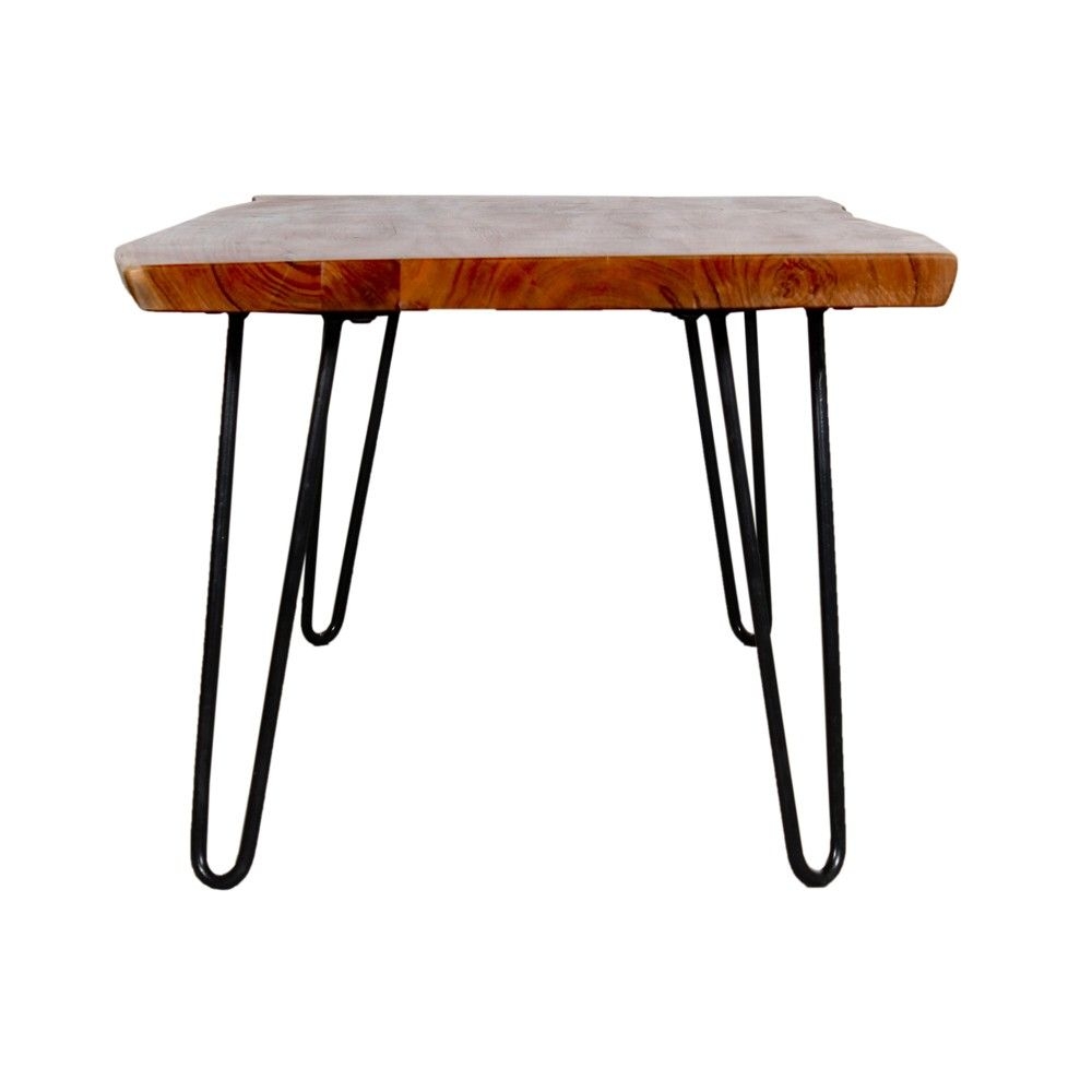 Alaterre Furniture 42" Hairpin Natural Brown Live Edge Coffee Table Metal And Wood