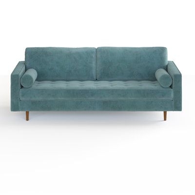 AllModern Geo 84" Square Arm Sofa in Blue