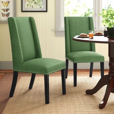 Andover Mills Gabilan Upholstered Parsons Chair Polyester/Polyester blend/Upholstered/Fabric in Green, Size 40.0 H x 19.5 W x 23.5 D in | Wayfair