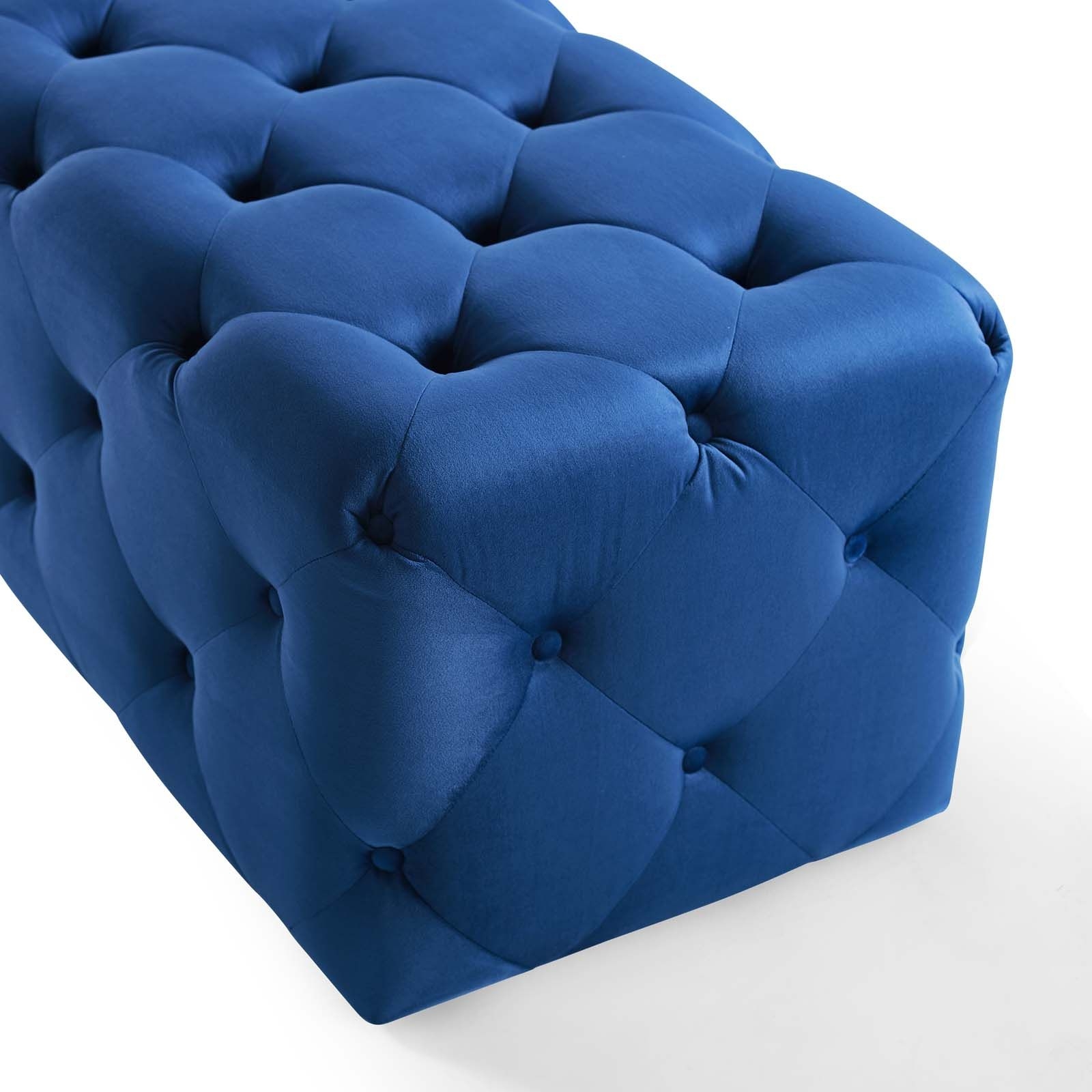 Anthem Navy 48 Inch Tufted Button Entryway Performance Velvet Bench | 1StopBedrooms
