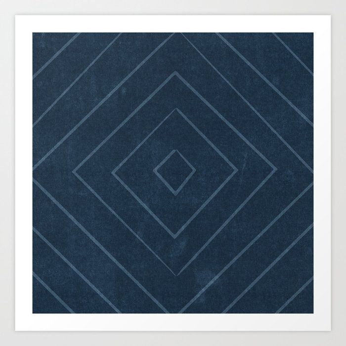 Art Print | Boho Diamonds - Navy Blue by Little Arrow Decor - X-Small - Society6