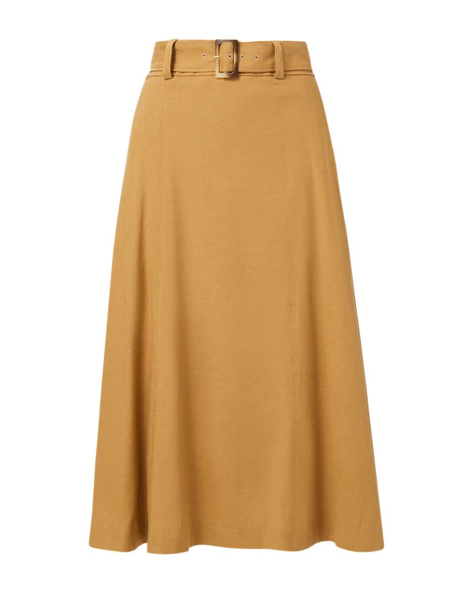 ARWEN STRETCH-LINEN SKIRT - Desert Khaki - Desert Khaki / 8