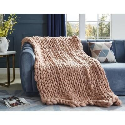 Berenice 40 in. x 60 in. Blush Throw Blanket Cozy 100% Polyester