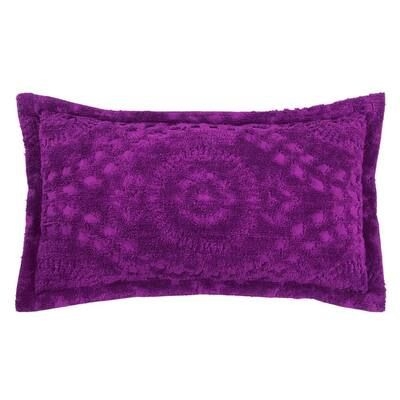 Better Trends Rio Collection Floral Design Plum King 100% Cotton Tufted Chenille Sham, Purple