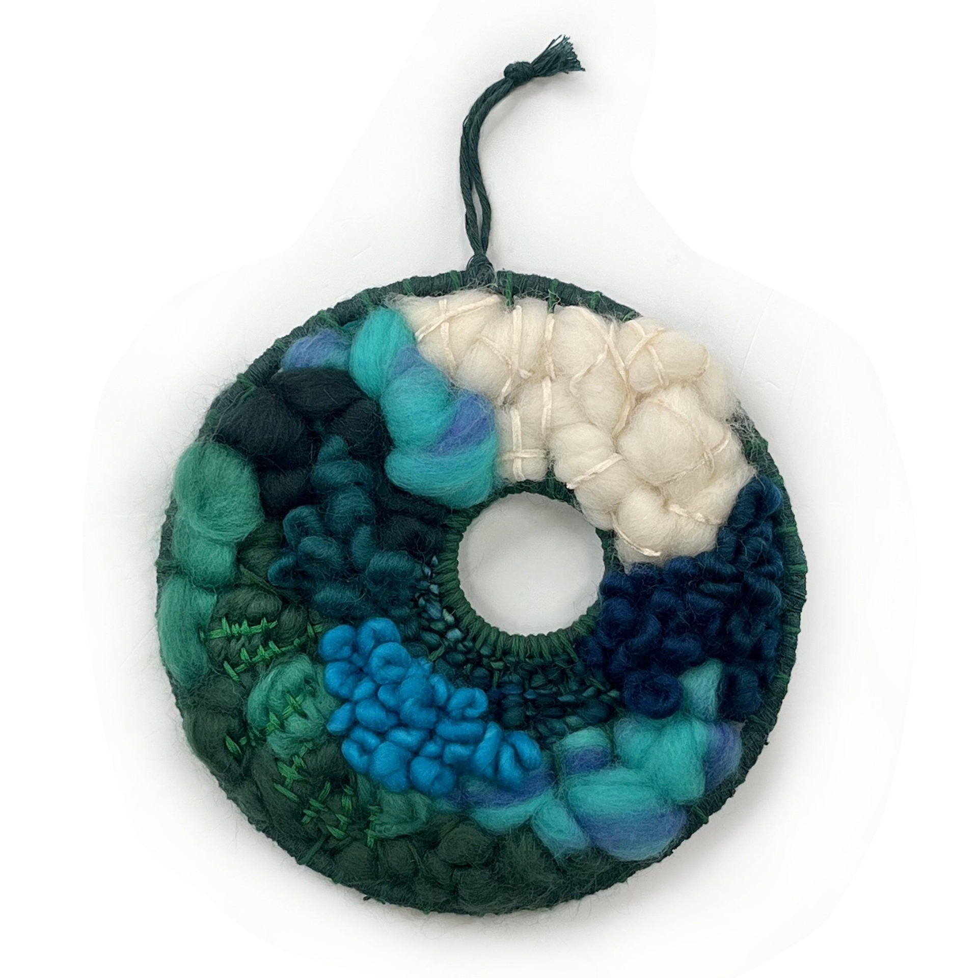 Blue Ridge Mountains Weaving, 8-inch Round Weaving, Woven Round Weaving, Fiber Round Art, Woven Tapestry, Round Tapestry, Round Weaving