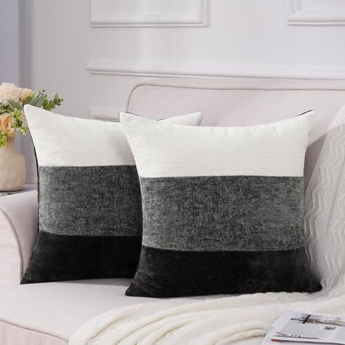 Boho Decorative Pillow Covers 20x20 Set Of 2, Soft Chenille Corduroy Throw