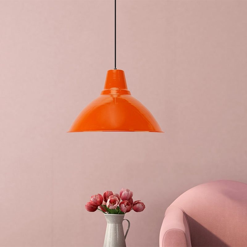 Bowl Shade Coffee Shop Ceiling Lamp Industrial Industrial Metal 1 Light Red/Yellow Pendant Lamp - Yellow