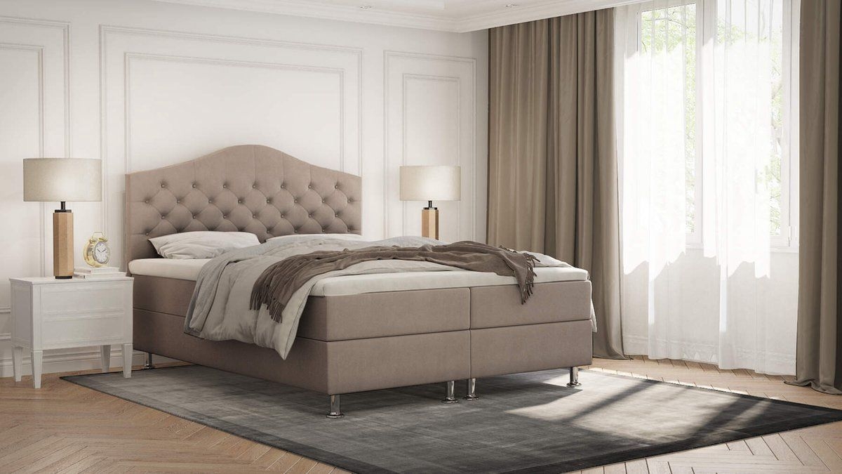 Boxspring Bed Mars Beige 120x200cm - compleet bed met opbergruimte