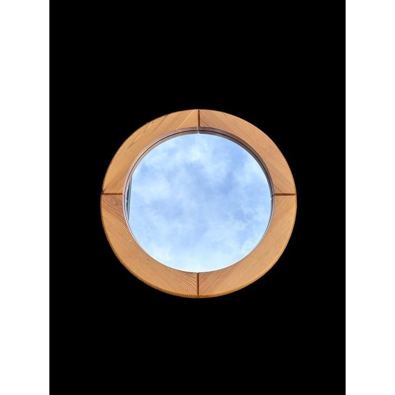 Brutalistic Elm Mirror from Maison Regain, 1970s