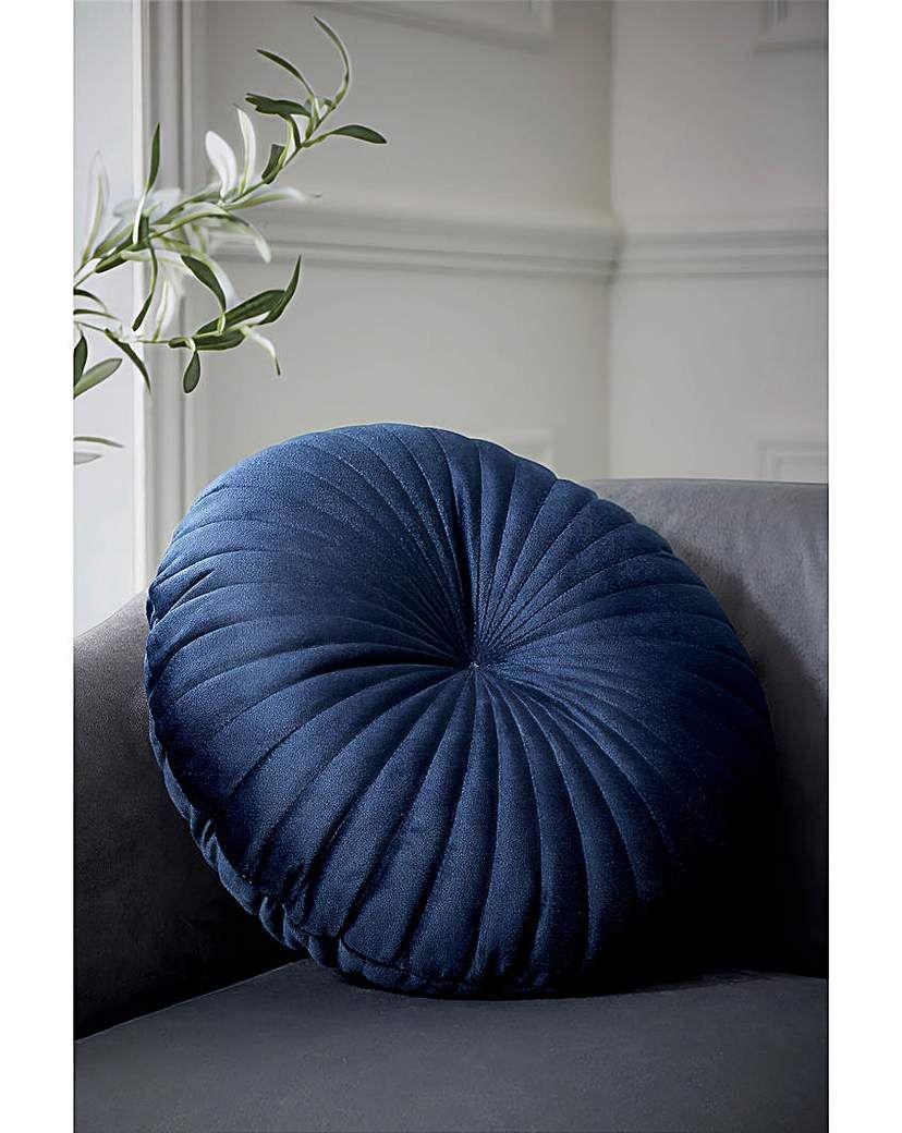 Catherine Lansfield Round Velvet Cushion Navy - Cushions