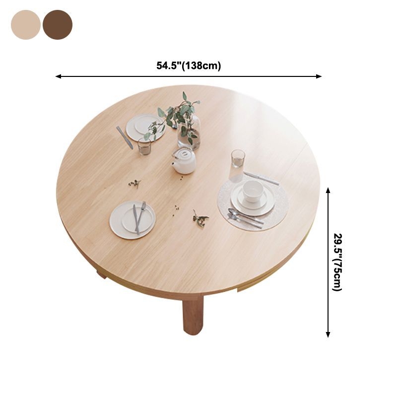 Contemporary Extendable Solid Wood Dining Table Kitchen Standard Dining Table with 4 Legs Base - Natural / 47.2L x 47.2W x 29.5H / Without Chairs