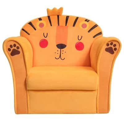 Costway Orange Kids Lion Sofa Children Armrest Couch Upholstered Chair