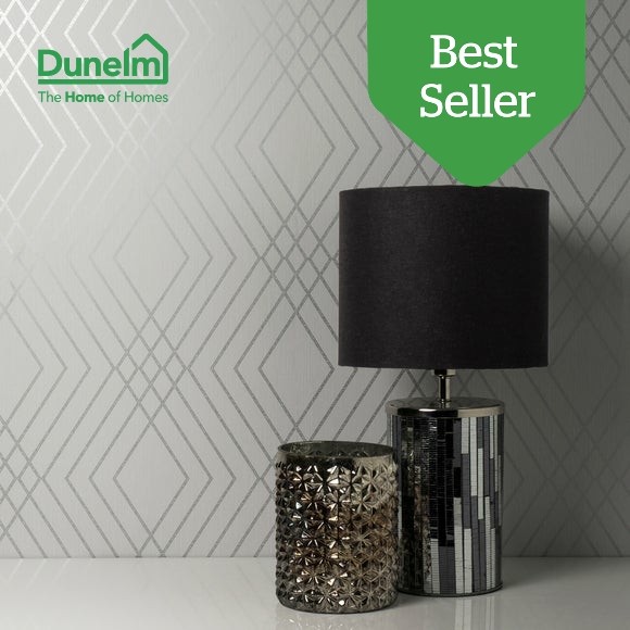 Dunelm Stone Grey 52x10.05cm Shard Trellis Wallpaper