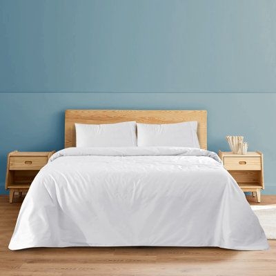 Eider & Ivory Ryalson 300 Thread Count 100% Cotton Sateen Sheet Set Cotton Sateen in White | Wayfair